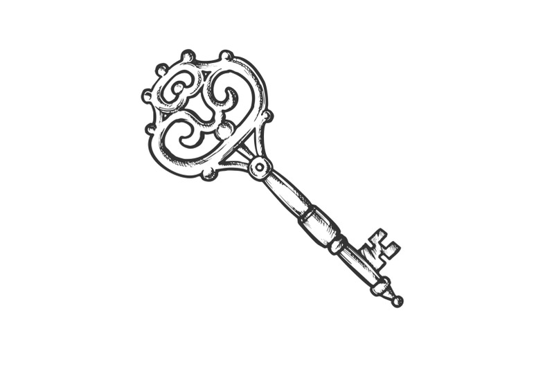 key-antique-decorative-design-monochrome-vector