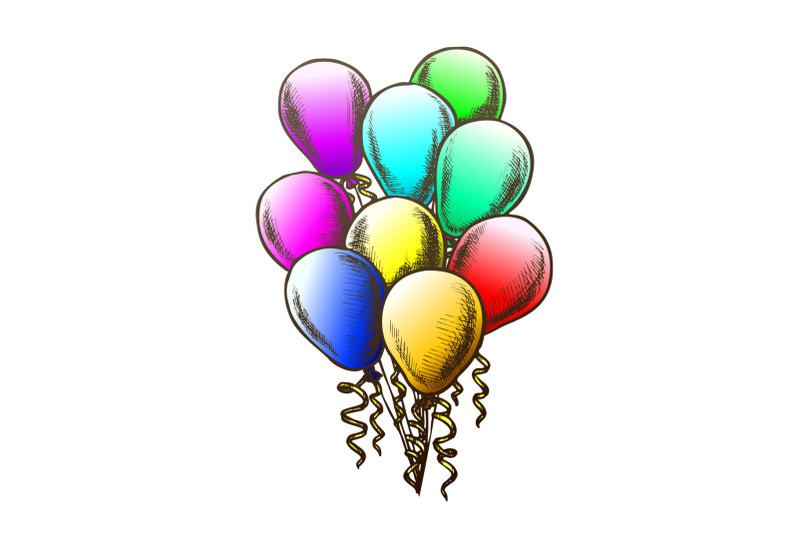 balloons-heap-decorated-curly-ribbon-retro-vector