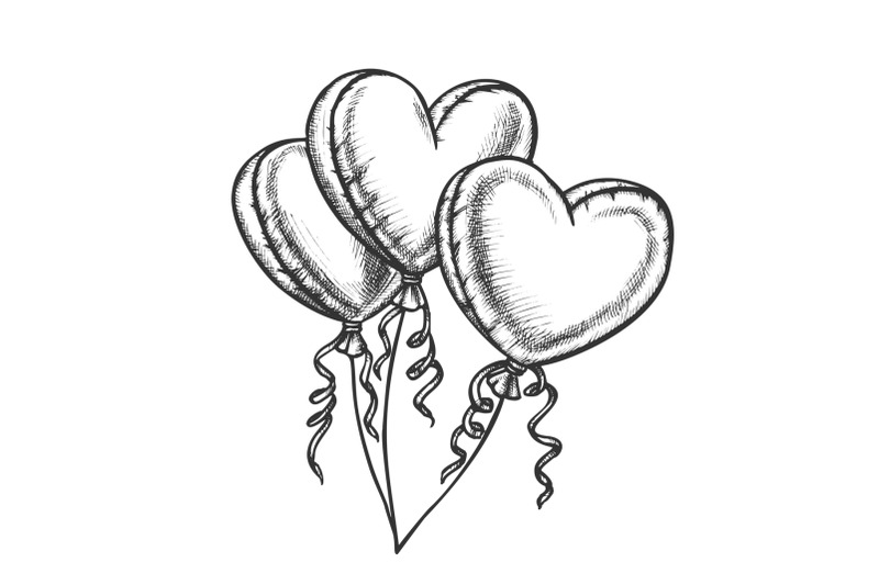 balloons-in-heart-shape-with-ribbon-retro-vector