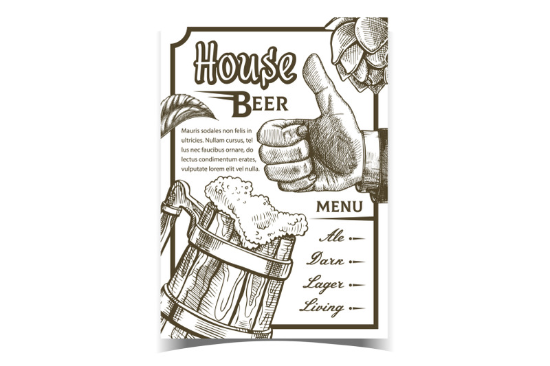 house-beer-pub-menu-advertising-banner-vector