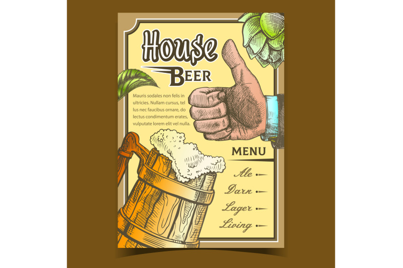 house-beer-pub-menu-advertising-banner-vector