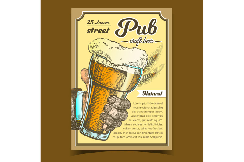 pub-natural-craft-beer-advertising-poster-vector