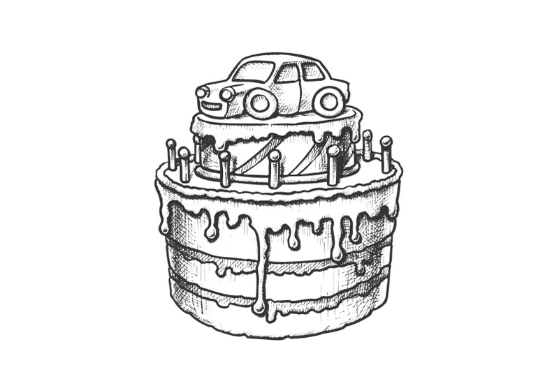 birthday-cake-decorated-with-car-retro-vector