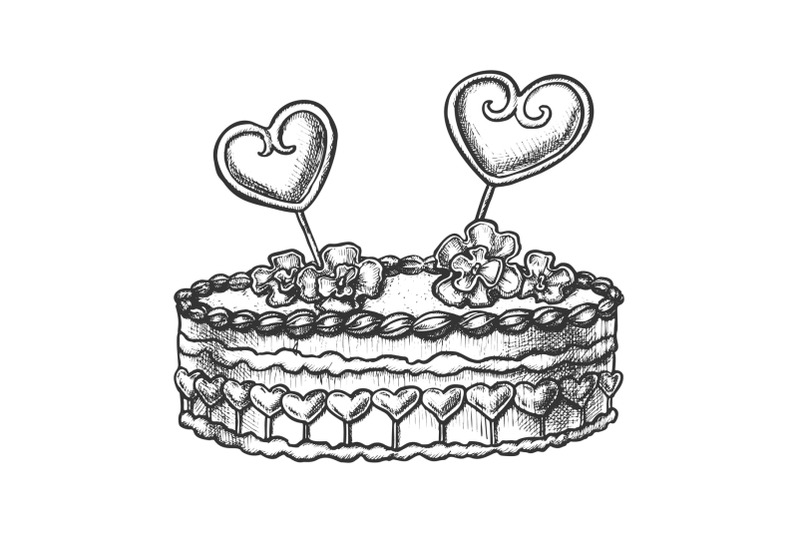 cake-decorated-hearts-and-creamy-flower-ink-vector