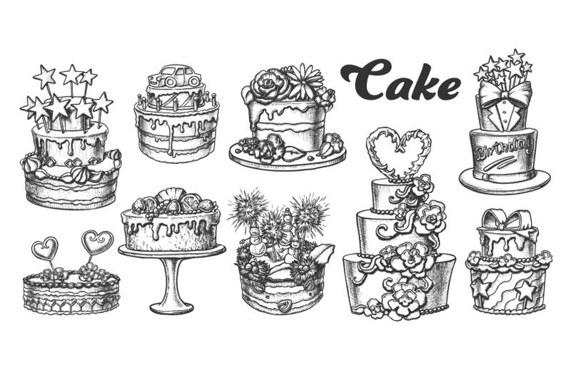 cake-pie-delicious-collection-retro-set-vector