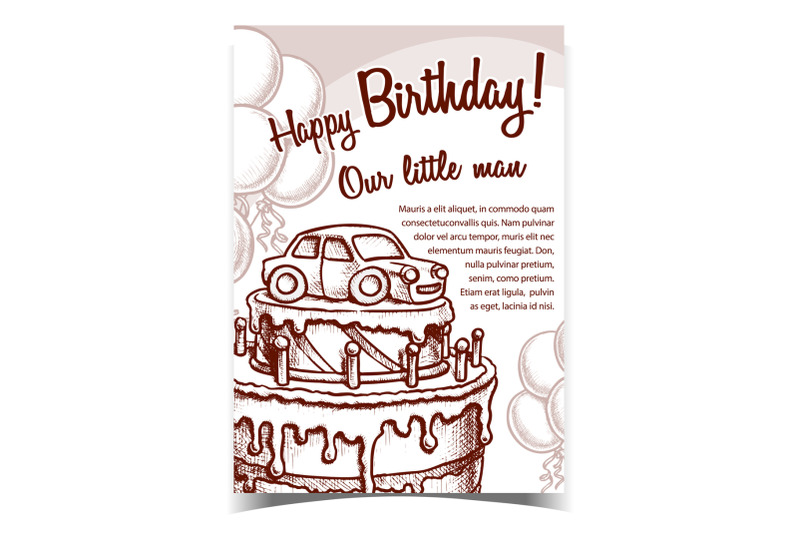 birthday-cake-decorated-with-car-banner-vector