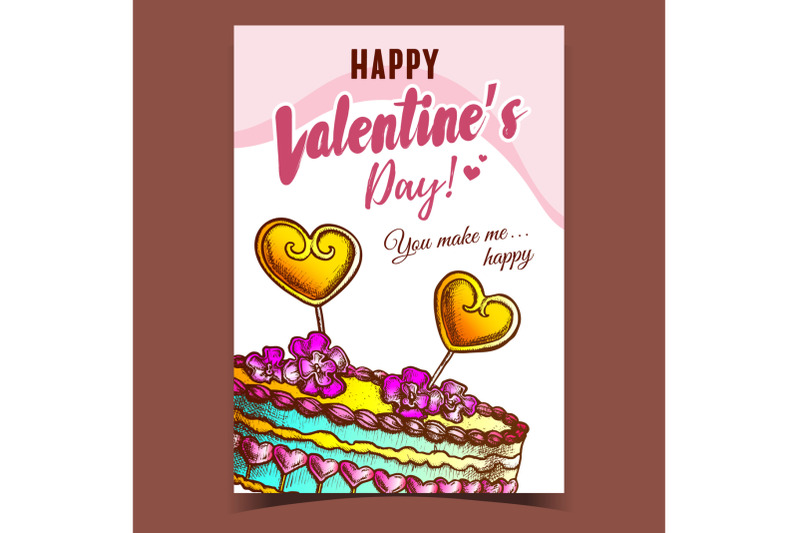 cake-decorated-hearts-and-flowers-poster-vector