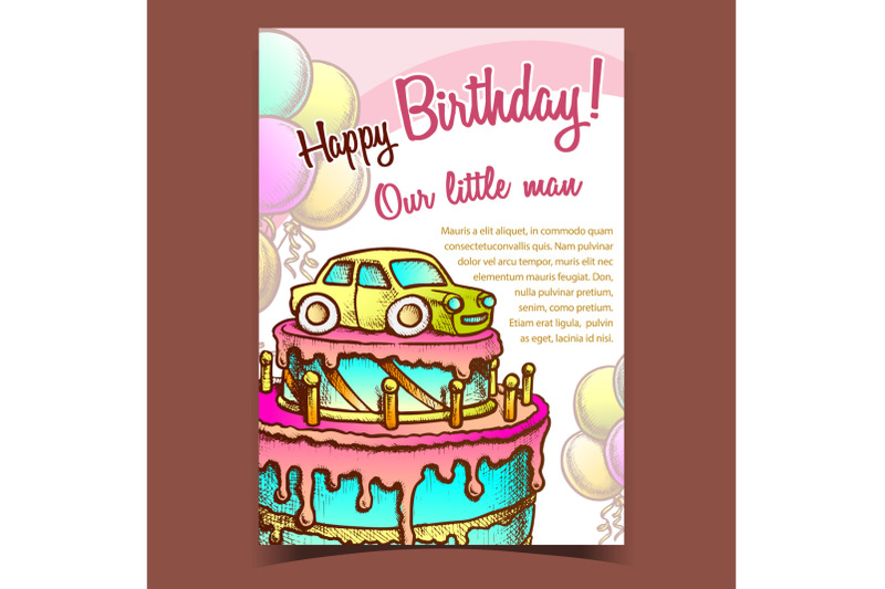 birthday-cake-decorated-with-car-banner-vector