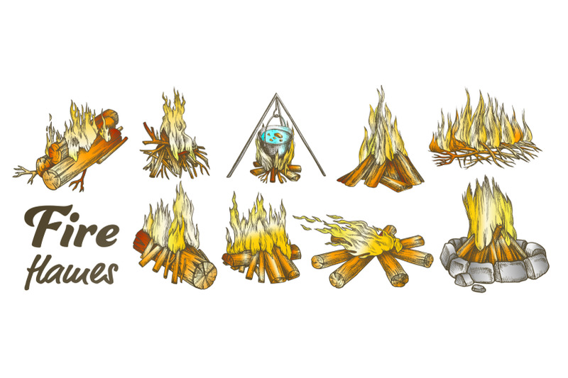 campfire-collection-different-ink-color-set-vector