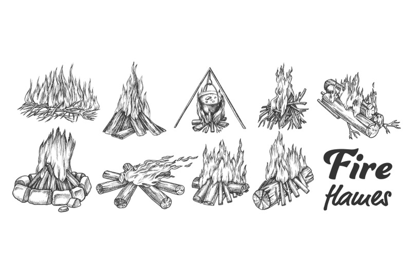 collection-of-different-campfire-ink-set-vector