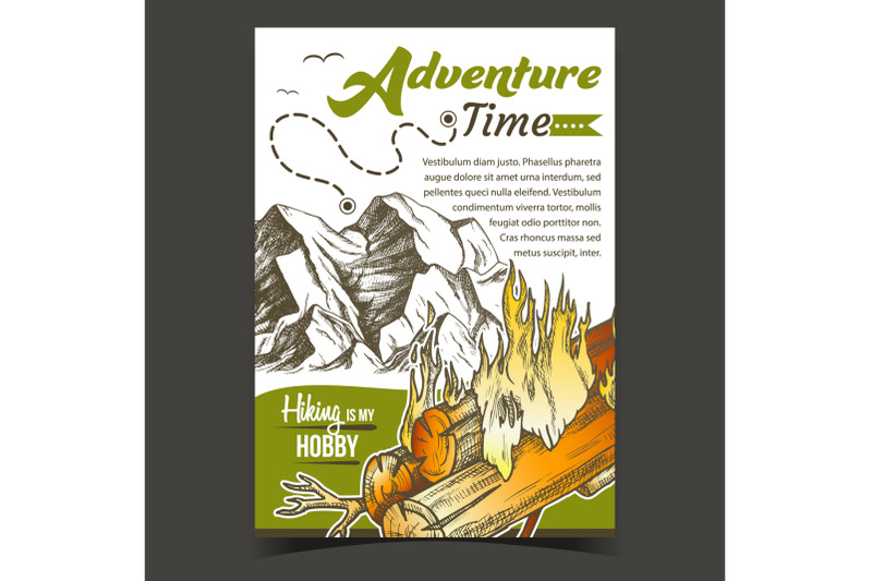 adventure-time-mountain-advertising-banner-vector