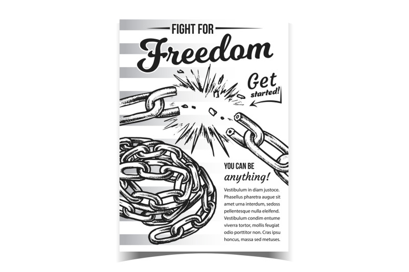 fight-for-freedom-broken-chain-on-poster-vector