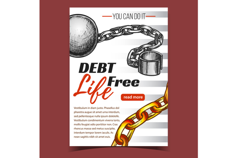 debt-free-life-chain-on-advertising-banner-vector