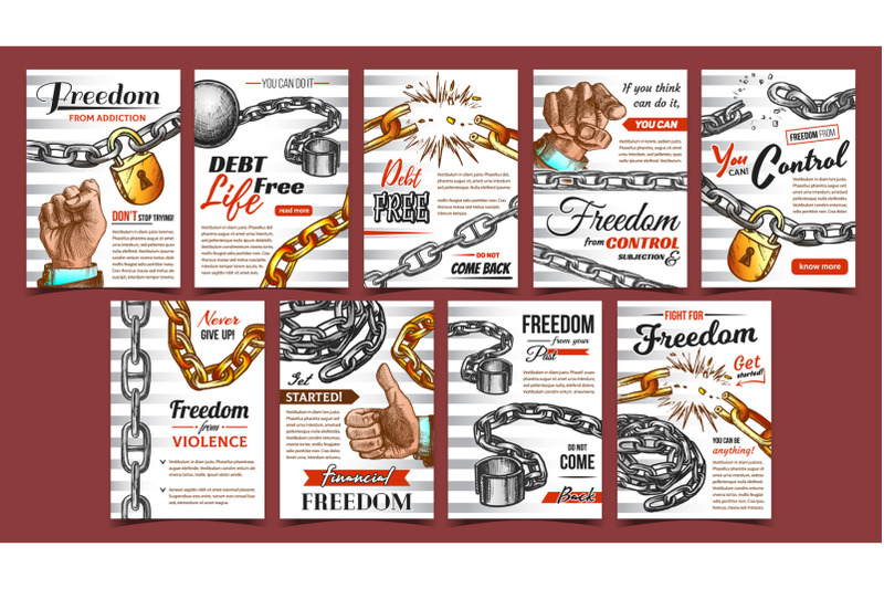 freedom-control-advertising-posters-set-vector