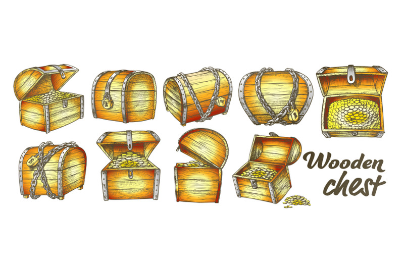 treasure-chest-collection-color-set-vector