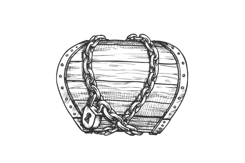 treasure-chest-chain-shrouded-monochrome-vector