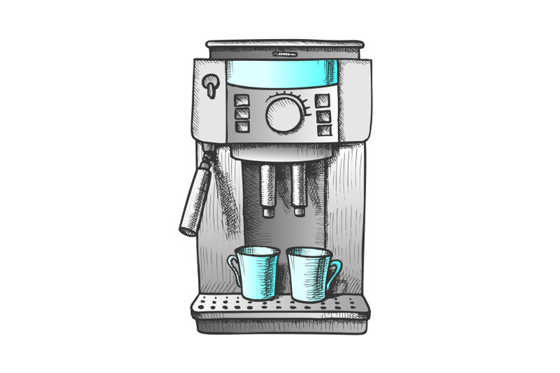 espresso-machine-with-two-cups-color-vector