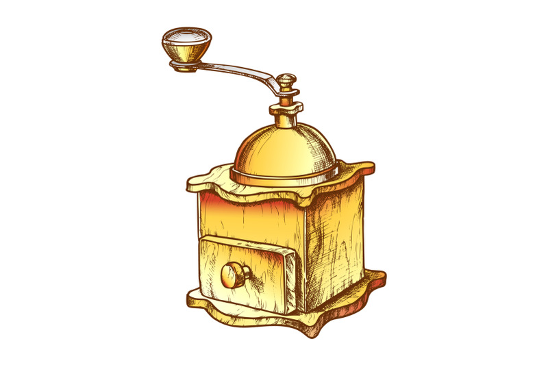 ancient-manual-coffee-grinder-monochrome-vector