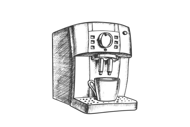 coffee-automatic-machine-with-cup-retro-vector