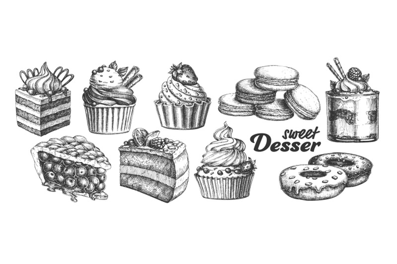 assortment-baked-sweet-dessert-set-vintage-vector