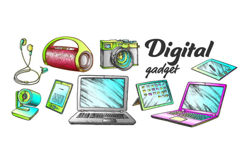 digital-audio-and-video-gadgets-color-set-vector