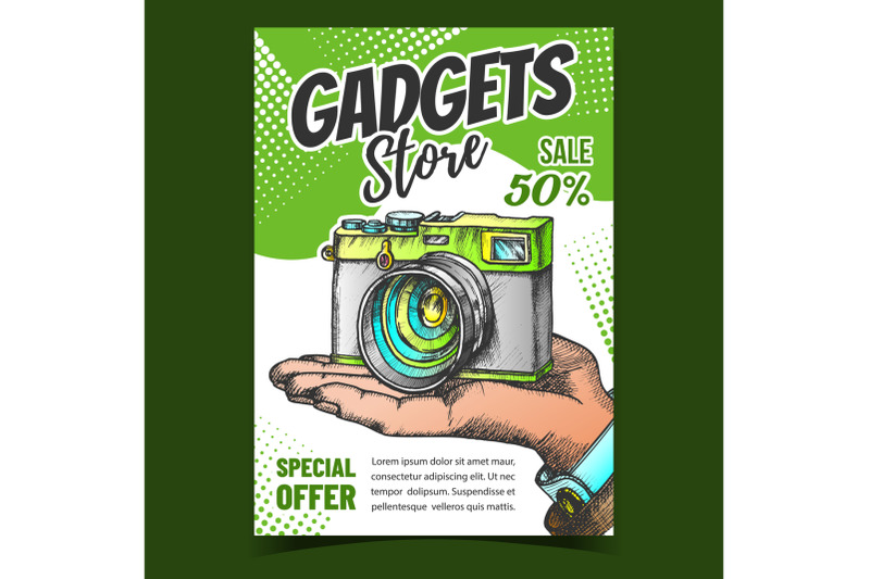 gadgets-store-creative-advertising-banner-vector