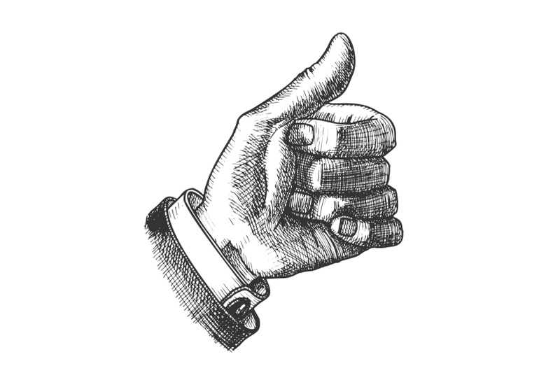 male-hand-make-gesture-thumb-finger-up-ink-vector