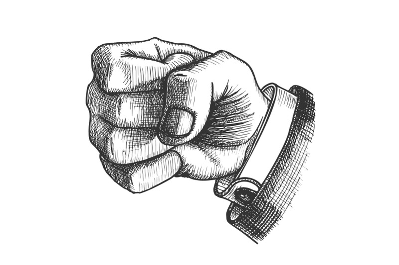 male-hand-make-fist-gesture-monochrome-vector