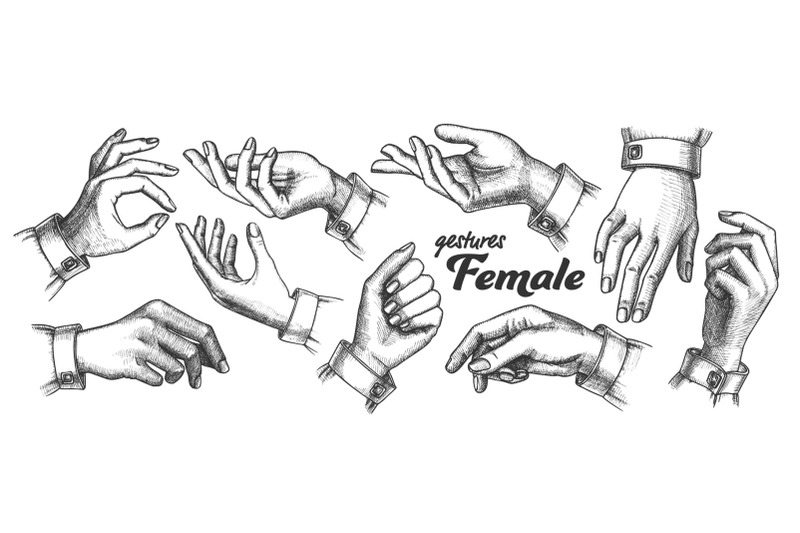 collection-of-different-gesture-set-vintage-vector