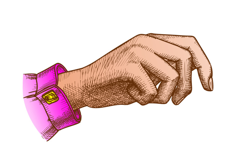 color-girl-hand-gesture-holding-bag-handdrawn-vector