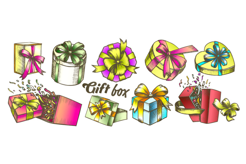 gift-box-with-ribbon-collection-color-set-vector