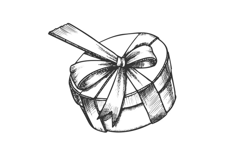 gift-box-in-round-shape-with-ribbon-retro-vector