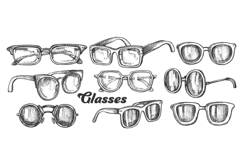 glasses-fashion-accessory-monochrome-set-vector