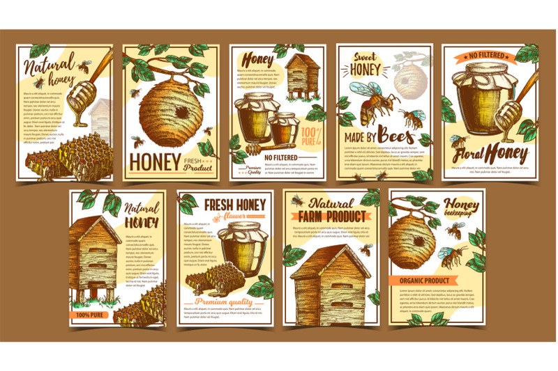 bee-insect-wild-and-wooden-beehive-posters-vector