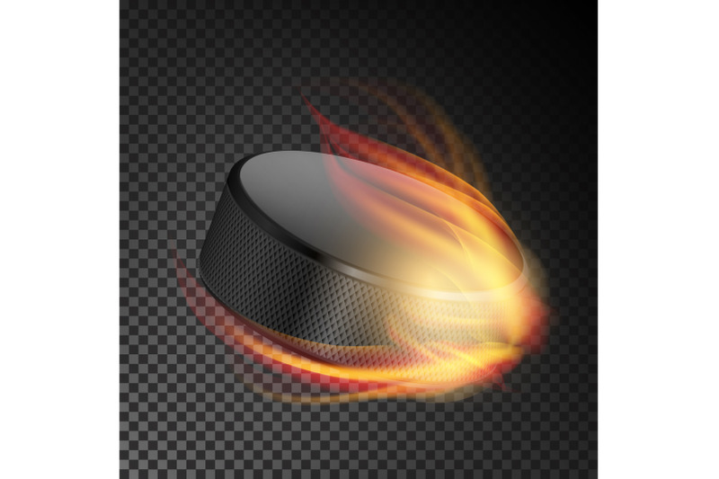 realistic-ice-hockey-puck-in-fire-burning-hockey-puck-on-transparent-background-vector-illustration