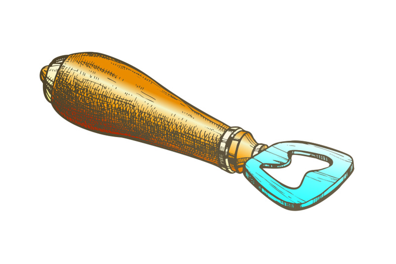 color-glass-bottle-opener-with-wooden-handle-vector