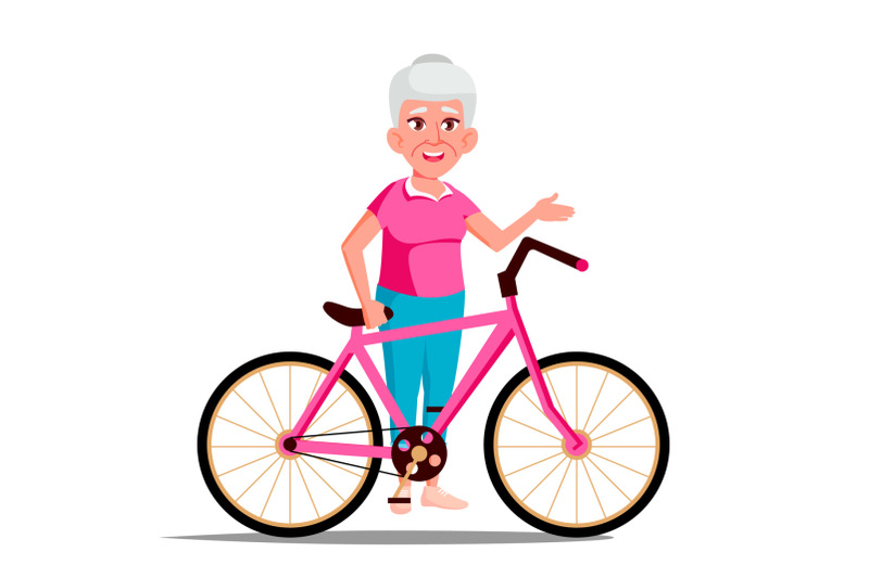 old-woman-with-bicycle-vector-city-bike-outdoor-sport-activity-eco-friendly-isolated-illustration