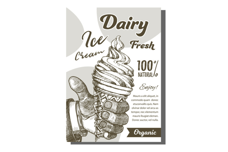 man-hand-holding-ice-cream-cone-poster-vector