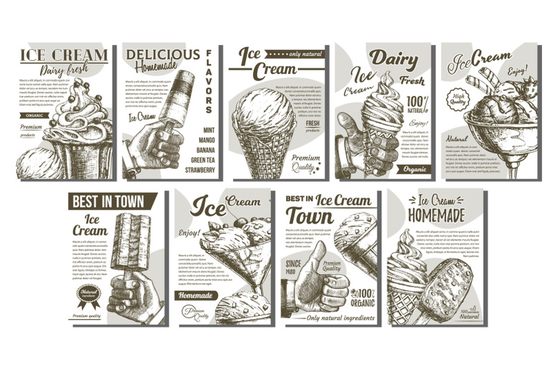 assortment-frozen-ice-cream-set-posters-vector