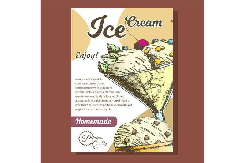 glass-with-fruit-scoop-ice-cream-banner-vector
