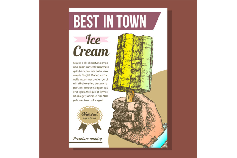 hand-holding-ice-cream-on-stick-poster-vector