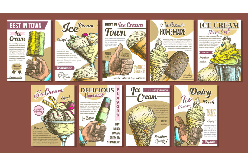 assortment-frozen-ice-cream-set-posters-vector