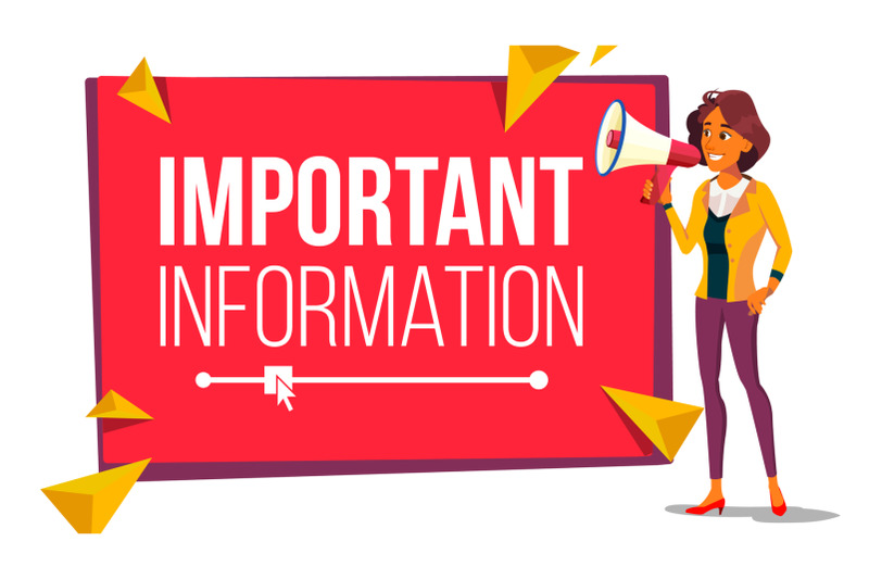 important-information-banner-vector-business-woman-with-megaphone-loudspeaker-business-advertising-place-for-text-attention-illustration