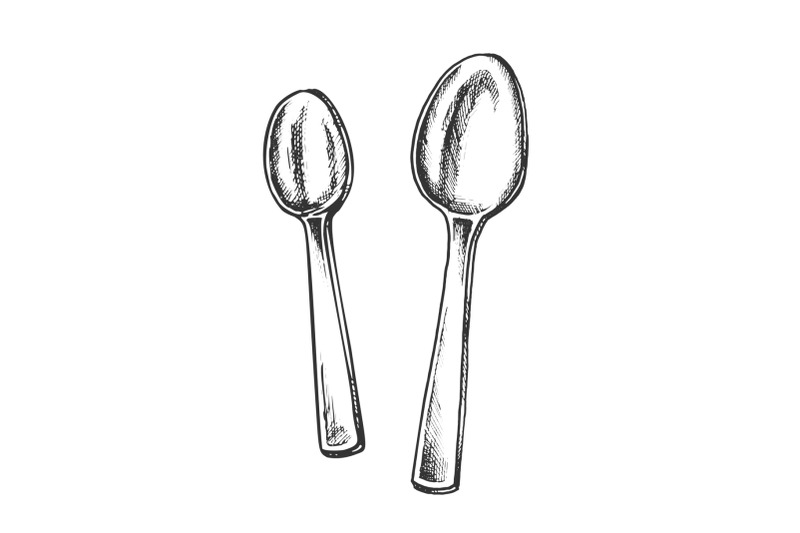 spoons-metallic-kitchenware-monochrome-vector