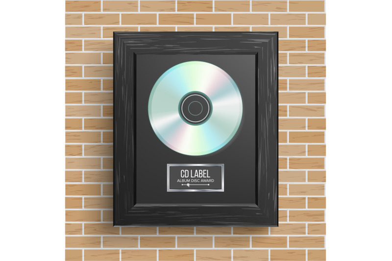 cd-disc-award-vector-best-seller-modern-ceremony-realistic-frame-album-disc-brick-wall-illustration