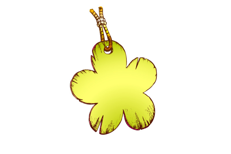 label-in-flower-form-hanging-on-rope-color-vector