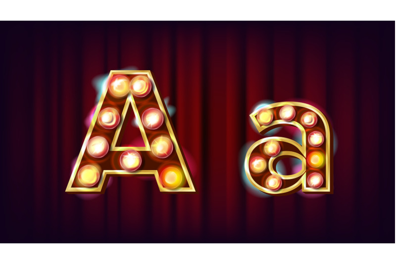 a-letter-vector-capital-lowercase-font-marquee-light-sign-retro-shine-lamp-bulb-alphabet-3d-electric-glowing-digit-vintage-gold-illuminated-light-carnival-circus-casino-style-illustration