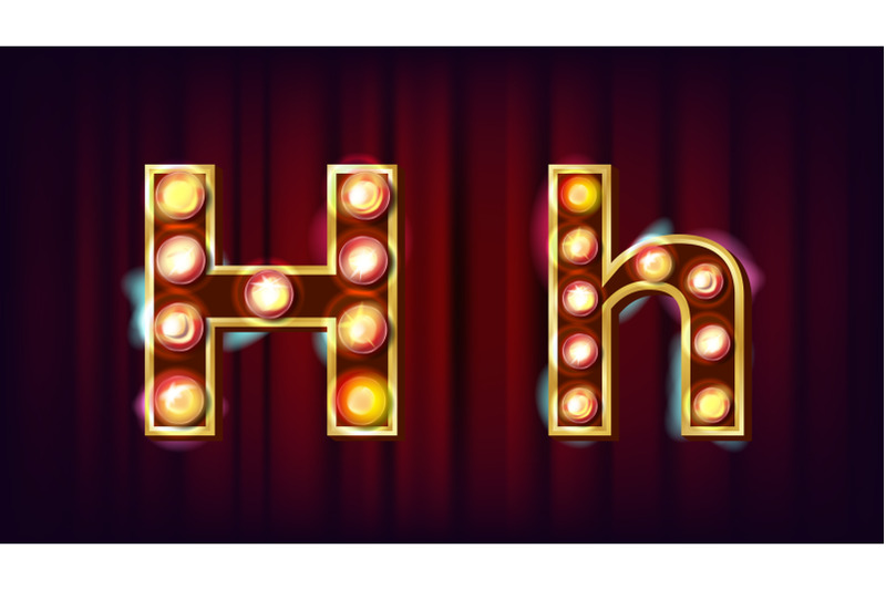 h-letter-vector-capital-lowercase-font-marquee-light-sign-retro-shine-lamp-bulb-alphabet-3d-electric-glowing-digit-vintage-gold-illuminated-light-carnival-circus-casino-style-illustration