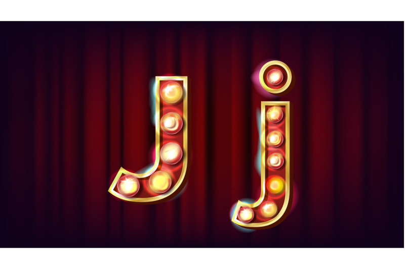 j-letter-vector-capital-lowercase-font-marquee-light-sign-retro-shine-lamp-bulb-alphabet-3d-electric-glowing-digit-vintage-gold-illuminated-light-carnival-circus-casino-style-illustration