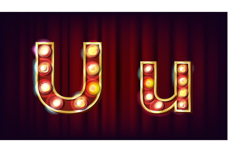 u-letter-vector-capital-lowercase-font-marquee-light-sign-retro-shine-lamp-bulb-alphabet-3d-electric-glowing-digit-vintage-gold-illuminated-light-carnival-circus-casino-style-illustration